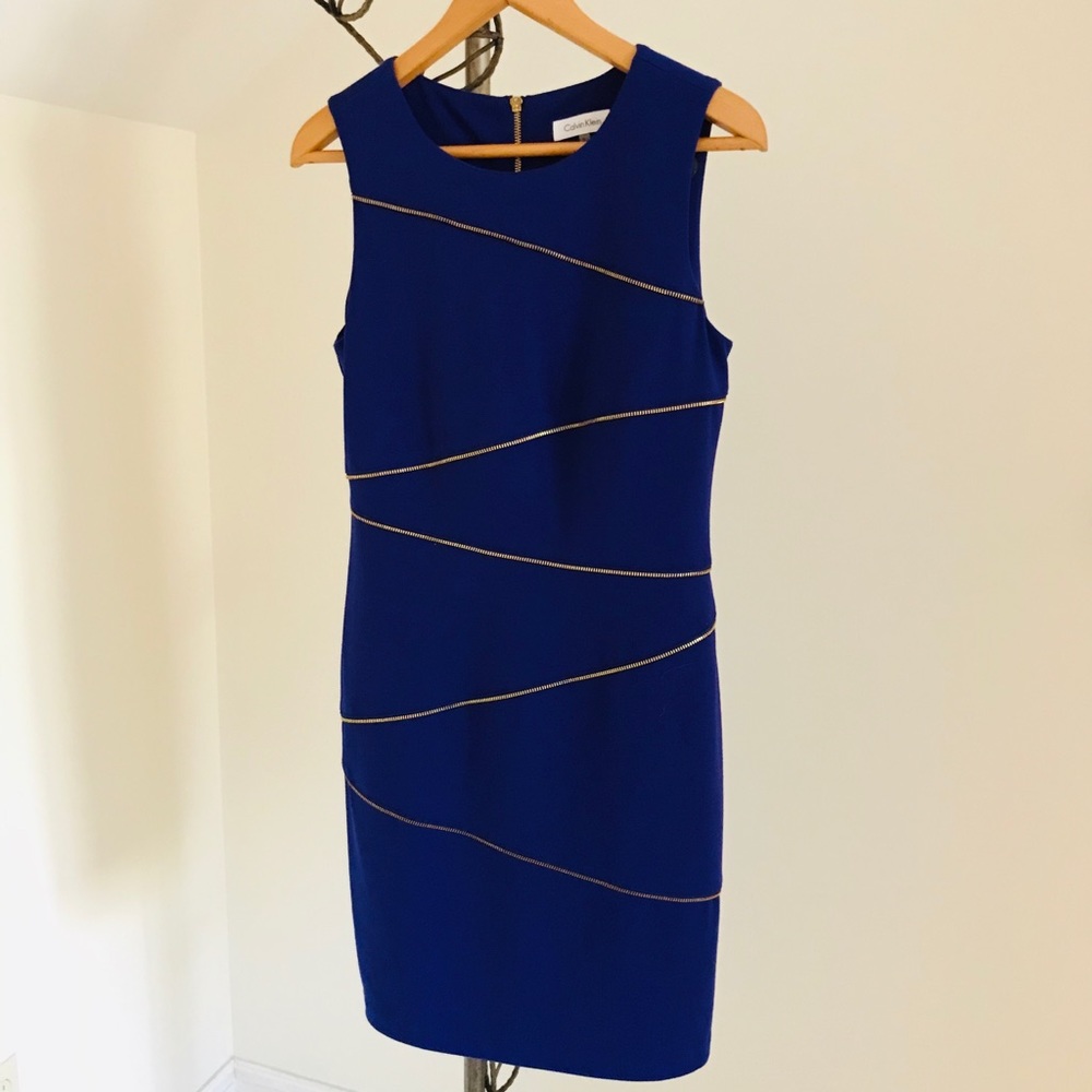 Calvin Klein Purple and Gold Zip Dress